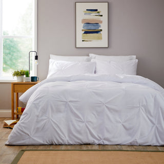 OLIVIA ROCCO Textured Pintuck Ruffles Pleated Microfibre Duvet Cover Set With Pillowcases - Hstrends