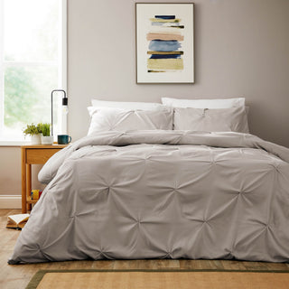 OLIVIA ROCCO Textured Pintuck Ruffles Pleated Microfibre Duvet Cover Set With Pillowcases - Hstrends