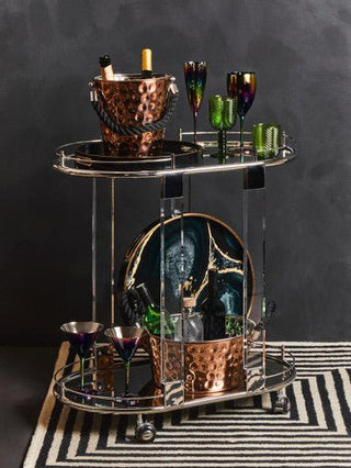 Oria Oval Mirrored Trolley - Hstrends