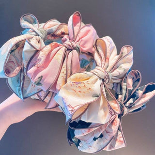 Oversize bow headband with floral print - Hstrends