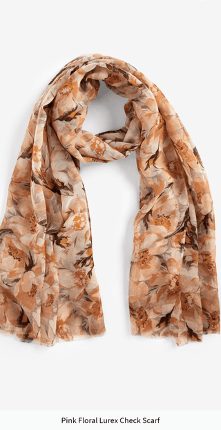 Pink floral lurex check wrap or head scarf - Hstrends