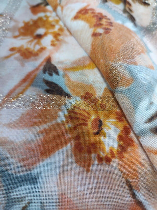 Pink floral lurex check wrap or head scarf - Hstrends