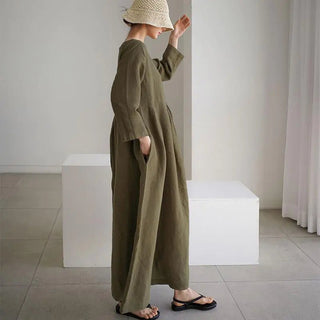 Plus Size Women's Casual Cotton Linen Dress - Hstrends