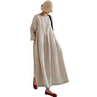 Plus Size Women's Casual Cotton Linen Dress - Hstrends