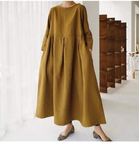 Plus Size Women's Casual Cotton Linen Dress - Hstrends