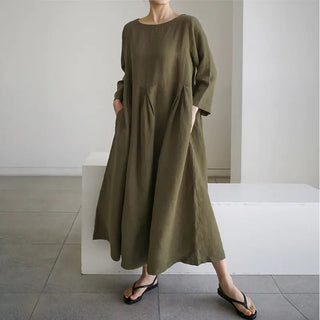 Plus Size Women's Casual Cotton Linen Dress - Hstrends
