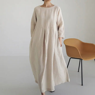 Plus Size Women's Casual Cotton Linen Dress - Hstrends
