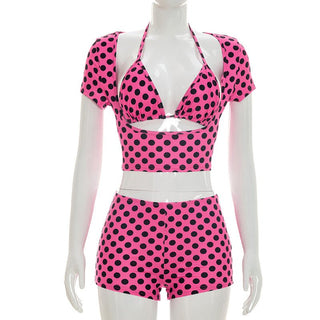 Polka Dot Print Short Casual Suit 3pc set - Hstrends