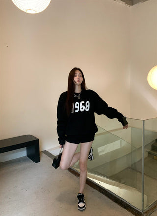 Printed Loose Round Neck Pullover Sweater Jumper - Hstrends