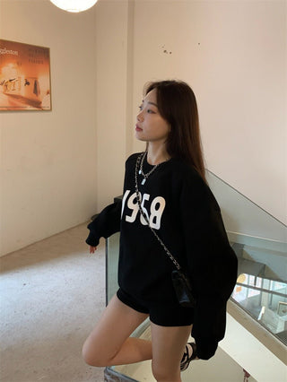 Printed Loose Round Neck Pullover Sweater Jumper - Hstrends