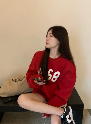 Printed Loose Round Neck Pullover Sweater Jumper - Hstrends