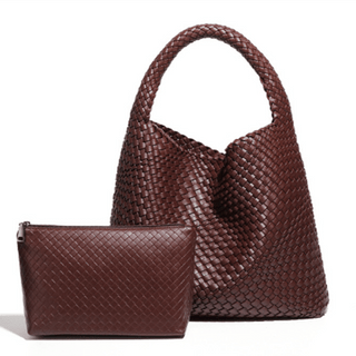 PU Weave two in one Leather handbag - Hstrends