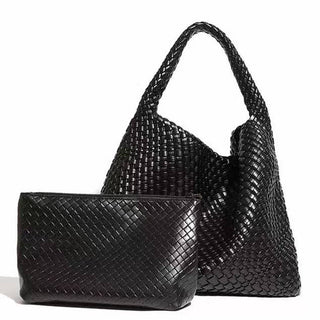 PU Weave two in one Leather handbag - Hstrends