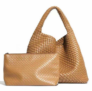 PU Weave two in one Leather handbag - Hstrends