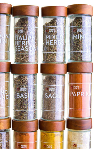 Puro Acacia Wood Revolving Spice Rack with 16 Jars - Hstrends