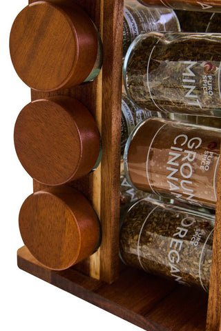 Puro Acacia Wood Revolving Spice Rack with 16 Jars - Hstrends