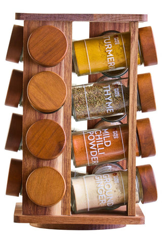 Puro Acacia Wood Revolving Spice Rack with 16 Jars - Hstrends