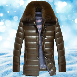 Men's Winter Jacket with Fox Fur Collar (Thick Coat)