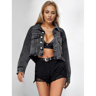 Raw Edge Ripped Denim Short Jacket - Hstrends