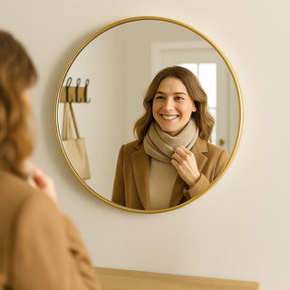 Rei - Round Gold Metal Circle Mirror - 70cm x 70cm