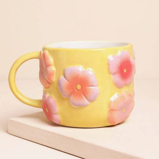 Retro Floral Yellow and Pink Ceramic Mug - Hstrends