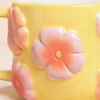 Retro Floral Yellow and Pink Ceramic Mug - Hstrends