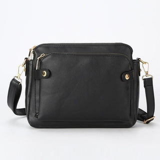 Retro Three-Layer Leather Crossbody Bag Multi-Compartment Handbag Small Square Bag - Hstrends