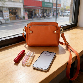 Retro Three-Layer Leather Crossbody Bag Multi-Compartment Handbag Small Square Bag - Hstrends