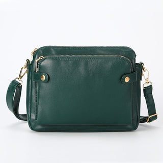 Retro Three-Layer Leather Crossbody Bag Multi-Compartment Handbag Small Square Bag - Hstrends