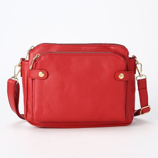 Retro Three-Layer Leather Crossbody Bag Multi-Compartment Handbag Small Square Bag - Hstrends