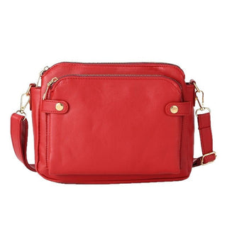 Retro Three-Layer Leather Crossbody Bag Multi-Compartment Handbag Small Square Bag - Hstrends