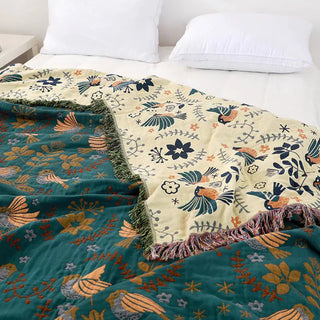 Reversible Bird Throw Blanket - Hstrends