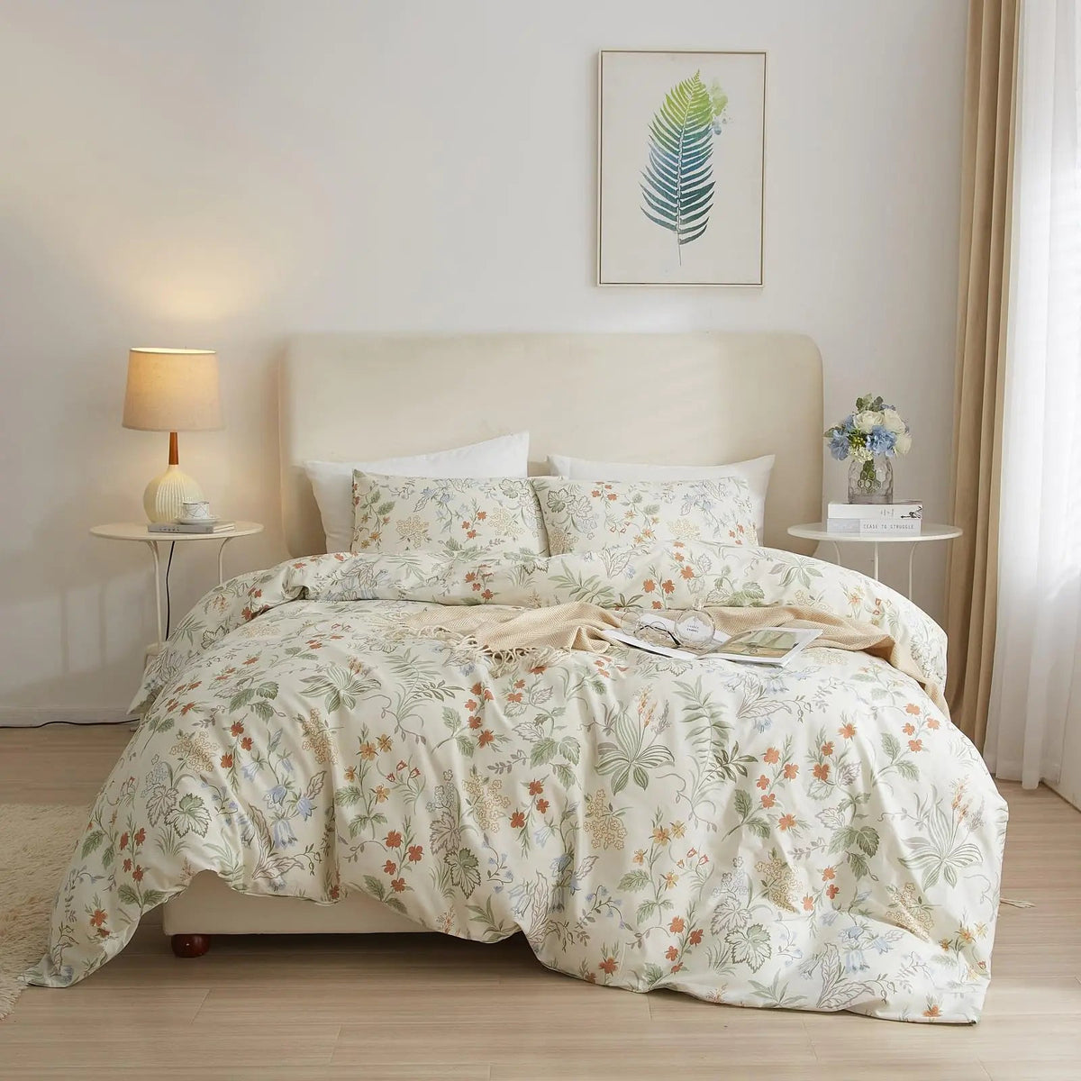 REYOS Botanical Floral Duvet Cover Twin 100% Cotton Girls Flower Duvet Cover Boho Floral Bedding Sets - Hstrends