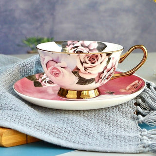 Rosette Majesty Bone China Teacup and Saucer - Hstrends