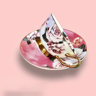 Rosette Majesty Bone China Teacup and Saucer - Hstrends