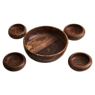 Rosi Five Piece Sheesham Wood Salad Bowl Set - Hstrends