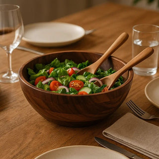 Rosi Large Round Sheesham Wood Salad Bowl - Hstrends