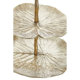 Salma Three Tier Lotus Leaf Golden Cake Stand - Hstrends