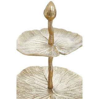 Salma Three Tier Lotus Leaf Golden Cake Stand - Hstrends