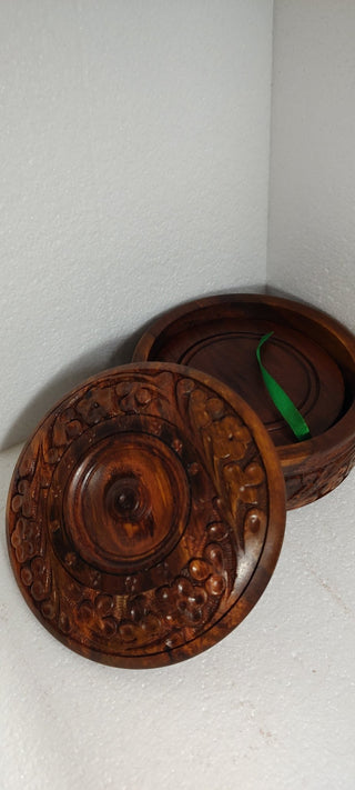 Sasswood Hand crafted table coaster with carving wood work - Hstrends