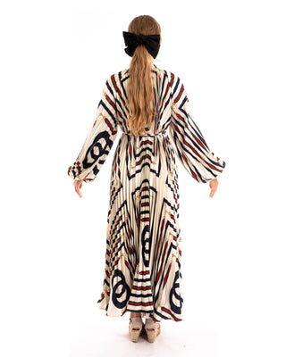 scarf print shirt dress Linen shirt dress with scarf print