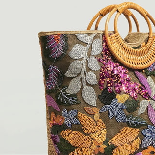 Sequin Flower Graphic Tote and Bohemian HandBag - Hstrends
