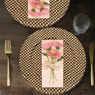 Set of Four 33cm Dia Pandanus Black and Natural Charger Plates - Hstrends