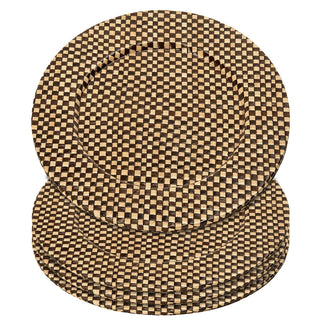 Set of Four 33cm Dia Pandanus Black and Natural Charger Plates - Hstrends