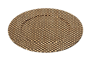 Set of Four 33cm Dia Pandanus Black and Natural Charger Plates - Hstrends
