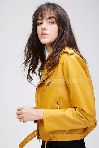Short PU Leather Jacket - Biker Style - Hstrends