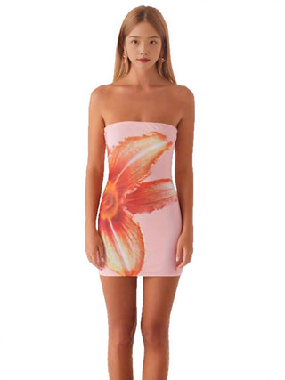 Short Summer Flower Print Slim Hip Tube Top dress - Hstrends