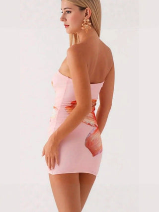Short Summer Flower Print Slim Hip Tube Top dress - Hstrends