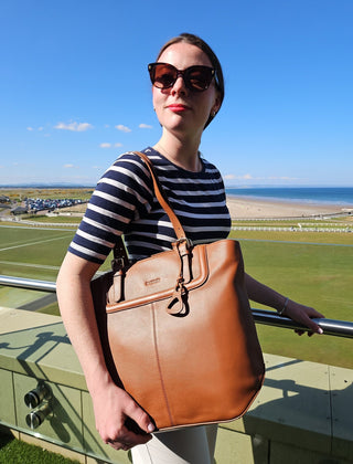 Sienna Zip Top Tote Shopper Bag for Women - Handmade by Saddler - Hstrends
