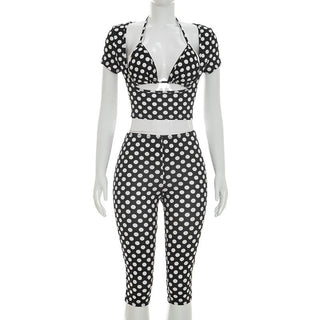 Sleeveless polka Dot Print Three-Piece Set - Hstrends